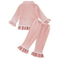 thumbnail image 3 of GYRATEDREAM 0-5 Years Toddler Baby Girl Two Piece Pajamas Set Long Sleeve Ruffle Button Down Satin Pajamas Top Pants Sleepwear Clothes, 3 of 9
