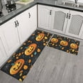 thumbnail image 3 of Halloween Kitchen Rug Set Of 2 Non Slip Kitchen Mats for Floor,Horror Orange Pumpkin Spooky Halloween Kitchen Floor Mats for Bathroom,Room Cooking (47x17+30x17 Inches), 3 of 7