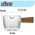 thumbnail image 2 of 50ml Mini Glass Measuring Cup Single Spout Coffee Measuring Cup Coffee Shot Glass with Wooden Handle for Milk Cream, 2 of 8