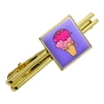 thumbnail image 1 of Cute Meowlting Melting Cat Ice Cream Cone Square Tie Bar Clip Clasp Tack- Silver or Gold, 1 of 5