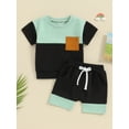 thumbnail image 2 of vera natura Baby Boys Shorts Set, Contrast Color Short Sleeve T-shirt with Elastic Waist Shorts Summer Outfit, 2 of 9