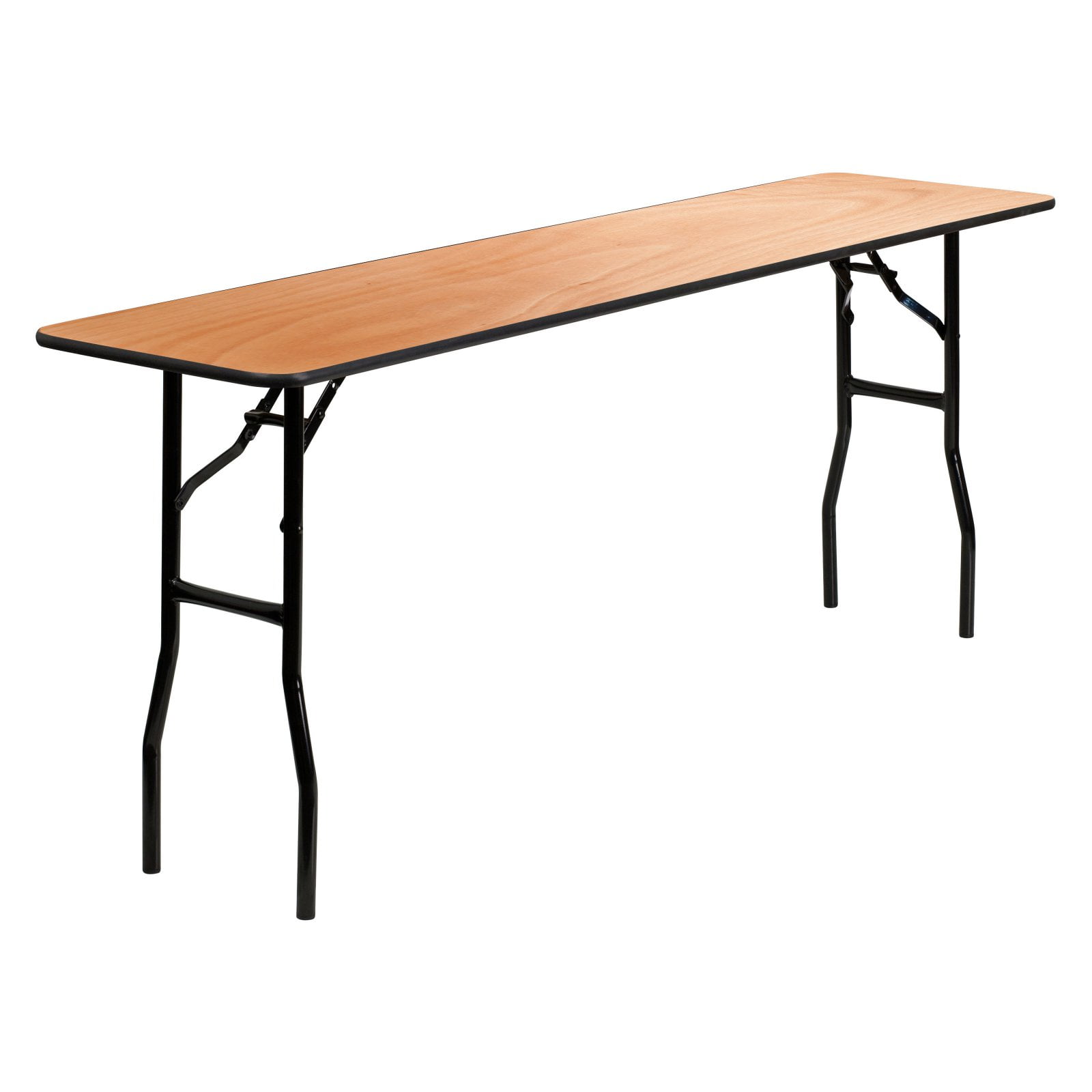 Flash Furniture 18 X 72 Rectangular Wood Folding Training Seminar Table With Smooth Clear Coated Finished Top