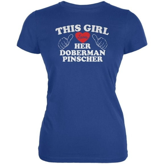Valentines This Girl Loves Her Doberman Royal Juniors Soft T-Shirt - 2X-Large