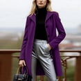 thumbnail image 2 of Coats for Women Single Breasted Trench Coat Fashion A-Line Fall Winter Jackets, Business Casual Style for Long Sleeve Outerwear,Purple,XL, 2 of 4