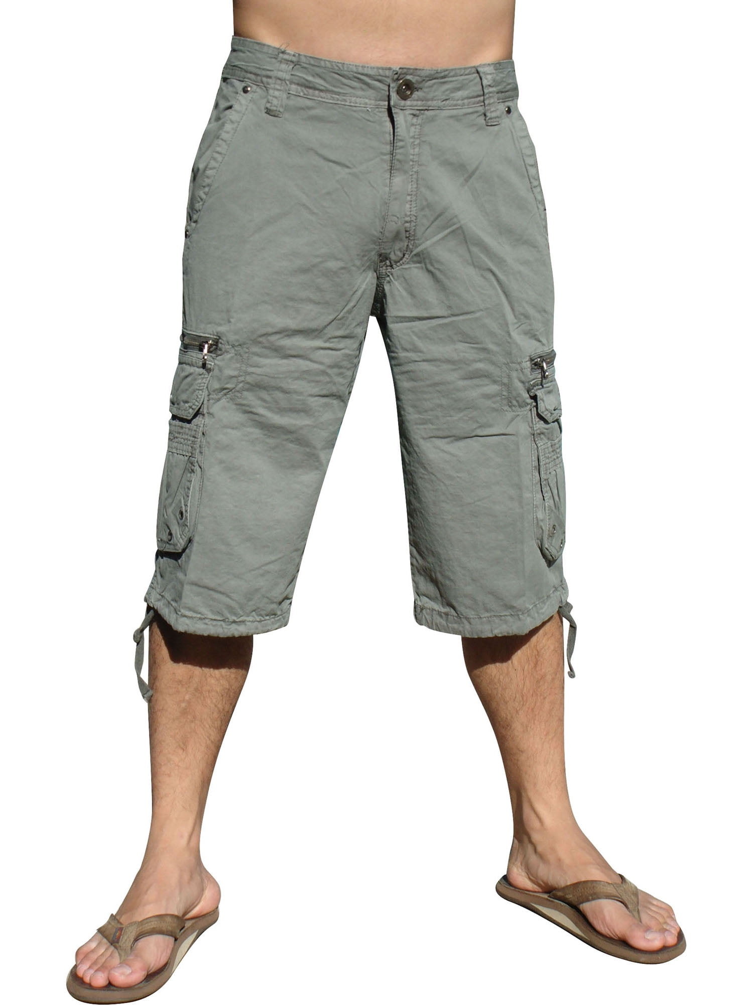 Mens Militarystyle Cargo Pocket Shorts, Light Grey, 91s34