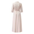 thumbnail image 4 of Femmes Mode Couleur Pure V-Cou Laçage Mince Corps Envelopper Hanches Robe Longue, 4 of 6