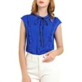 thumbnail image 1 of INSPIRE CHIC Women's Tie Neck Cap Sleeve Button Down Ruffle Summer Shirt, 1 of 6