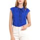 thumbnail image 1 of Camisas de verano con botones y volantes de Allegra K para mujer, con cuello atado y mangas cortas, en azul real, 1 of 6