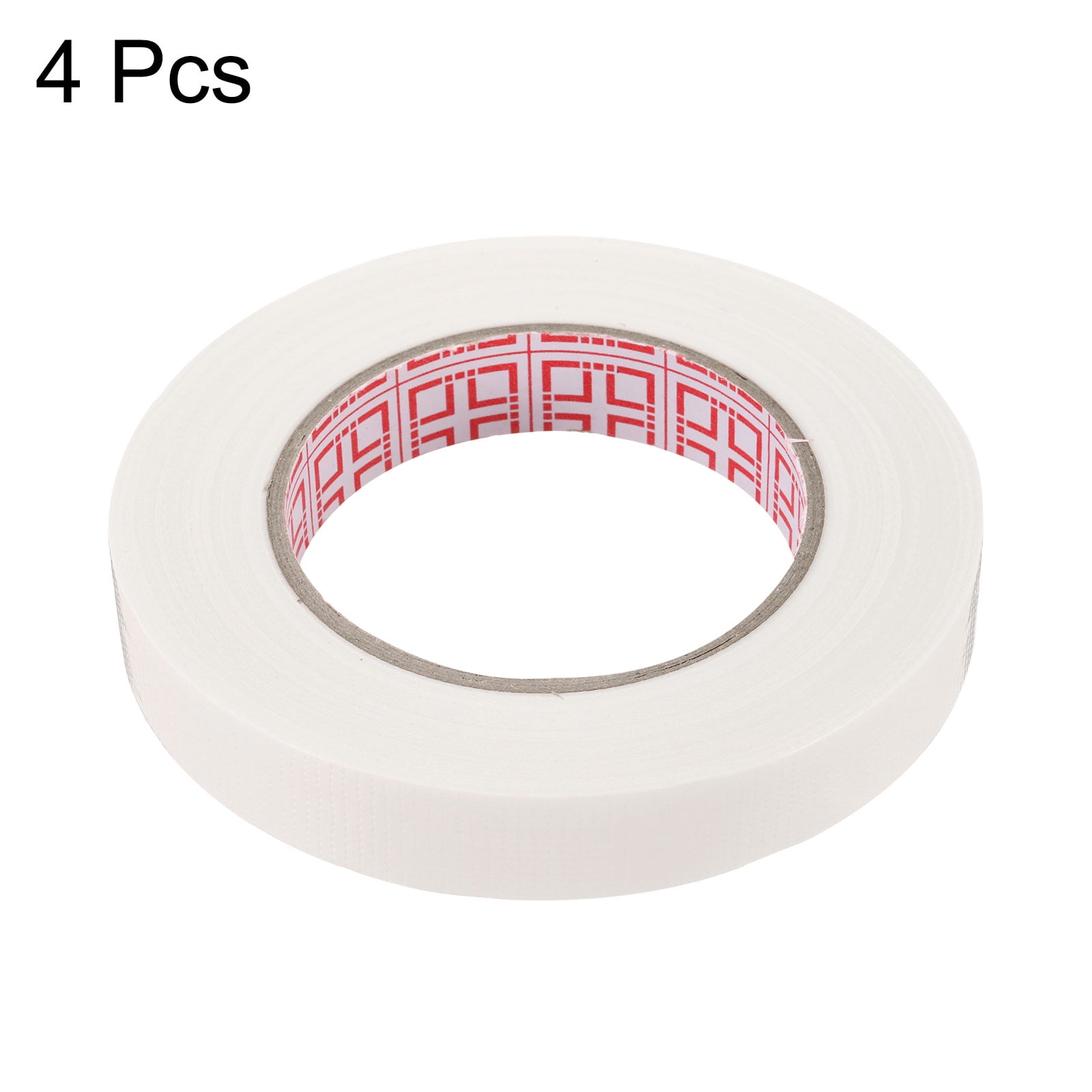 Uxcell 4 Rolls Wire Harness Cloth Tape 0.79"x164ft(20mmx50m) 0.2mm Thick Fabric High Adhesive Tearable Heat Resistant Tapes for Carpet Seaming Auto Cable Fixed, White
