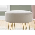 thumbnail image 3 of Ottoman, Pouf, Footrest, Foot Stool, 14" Round, Fabric, Metal Legs, Beige, Gold, Contemporary, Modern, 3 of 5