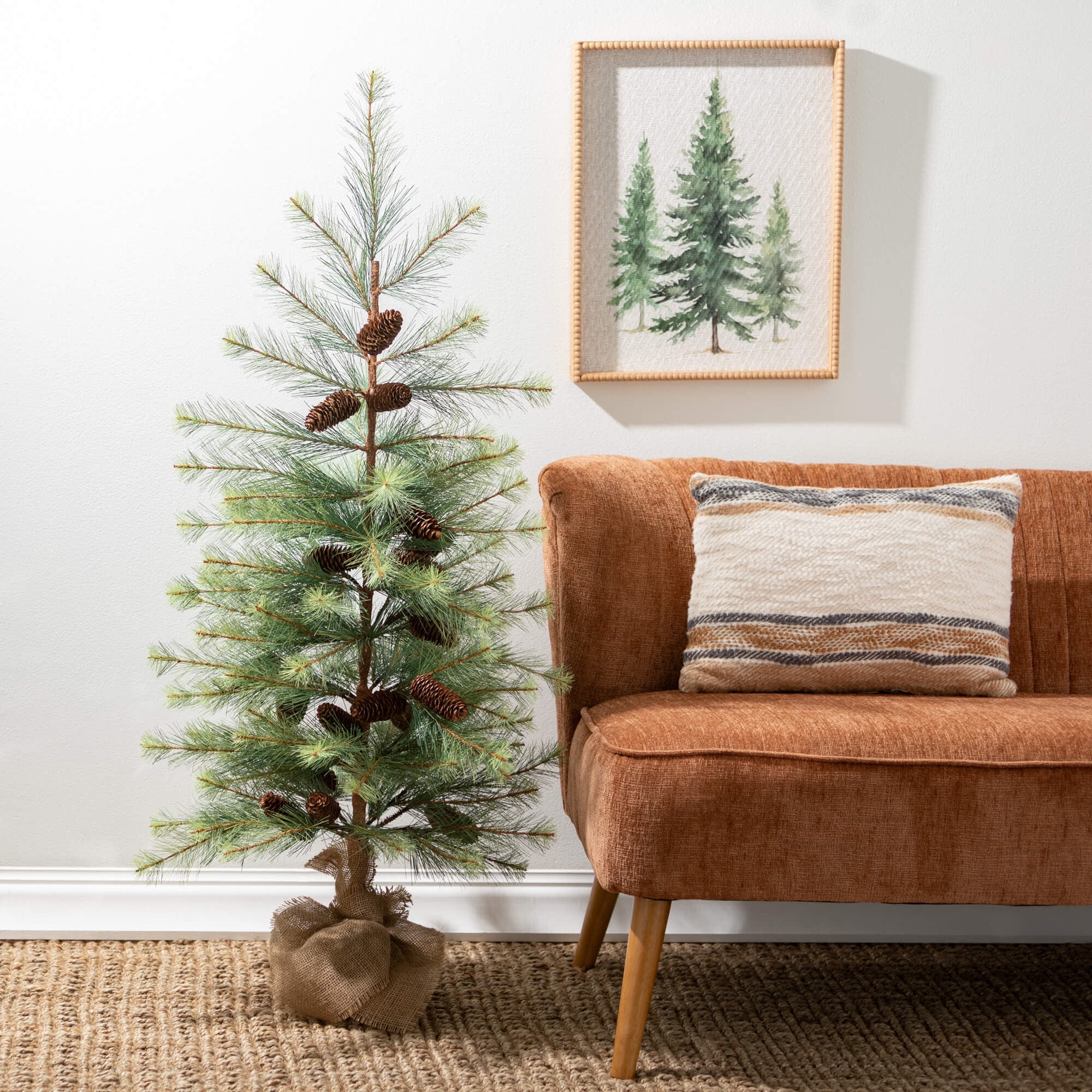 19.5" Sullivans Pine Tree Trio Christmas Wall Decor, Green-White