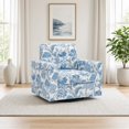 thumbnail image 2 of Floral Accent Chair, 360-Degree Swivel Single Sofa Chair with Point-Tufted Backrest & Square Arms, Mid-Century Modern for Living Room Bedroom Office, Blue, 2 of 14