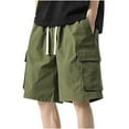 thumbnail image 3 of QATAINLAV Mens Big and Tall Casual Cargo Shorts Baggy Wide Leg Elastic Waist Drawstring Gym Sport Shorts with Flap Pockets Army Green XXXXXL, 3 of 6