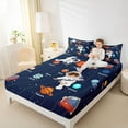 thumbnail image 4 of jejeloiu Cartoon Astronaut Twin Sheet Sets,Outer Space Twin Fitted Sheet,Galaxy Planet Flat Sheet For Boys,Microfiber Bedroom Decor,3-Piece, 4 of 7