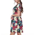 thumbnail image 2 of Naloa Beautiful Flower Print Womens Summer A-Line Dress with Pockets,Short Sleeve Dresses,Flowy Beach Swing Dress for Vacation Travel, 2 of 6