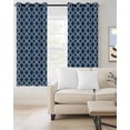 thumbnail image 2 of Navy Blue Morocco Blackout Curtains for Bedroom/Living Room, Thermal Insulated Kitchen Curtains, Modern Abstract Classic Geometric Grommet Darkening Window Treatment Drapes 52"x84"x2, 2 of 8