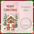 thumbnail image 2 of Pink Theme Christmas Banner Gingerbread House Design Holiday Backdrop Snowflake Accent Candy Cane Xmas Display for Christmas Party Indoor Decoration Family Reunion, 2 of 9