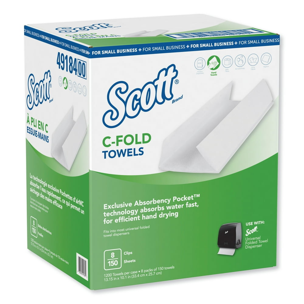 Scott CFold Paper Towels for Small Business, 10.13" x 13.15", 150