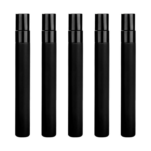 WRISTBIQUE Mini Travel Containers Refillable Perfume Atomizer Bottles Glass Black 5Pcs Portable