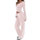 thumbnail image 3 of Top de Pilates para Mujer, Top de Yoga, Top de Ballet con Cuello en V, Larga, para Entrenamiento, Balletcore, Chica Limpia. Rosa L, 3 of 9
