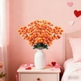 thumbnail image 6 of hulanddfd Valentine's Day Artificial Flowers Bouquet, 21.65inches Fake Flower Branches Faux Plants Greeneries Valentines Day Desktop Decoration for Wedding Party Vase Home Decor Orange, 6 of 6