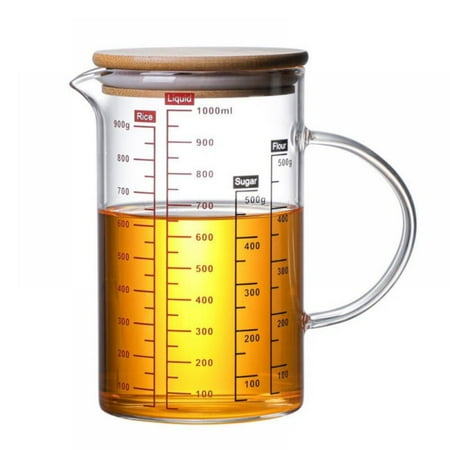

High Borosilicate Glass Transparent Measuring Cup for Water Flour Sugar Measuring Cup for Kitchen with Scale V-Shaped Spout