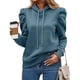 thumbnail image 3 of Sudadera con Capucha de Larga Abullonada y Cordón Ajustable para Mujer, Estilo Informal, para Otoño e Invierno Azul Pavo Real S, 3 of 8