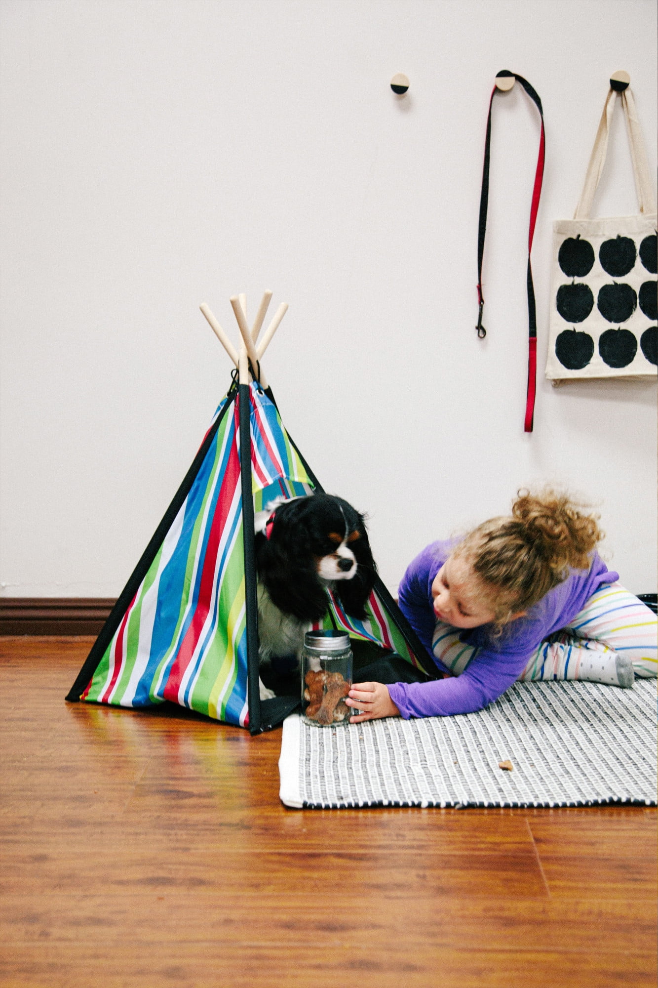 Pacific Play Tents Cozy Pet Teepee Dog Tent House Small Wood Green Yellow All Lifestages