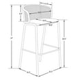 thumbnail image 3 of LeisureMod Ervilla Mid-Century Modern Wicker Bar Stool with Fabric Seat and White Powder Coated Steel Frame for Kitchen and Dining Room, 3 of 12