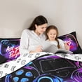 thumbnail image 5 of Manfei Kids Game Console Full Size Comforter Sets,Chic Sparkling Bedding Comforter Set,Pink Purple Black Bedding Sets For Boy,Ultra Soft Home Decor Reversible,3pcs, 5 of 8