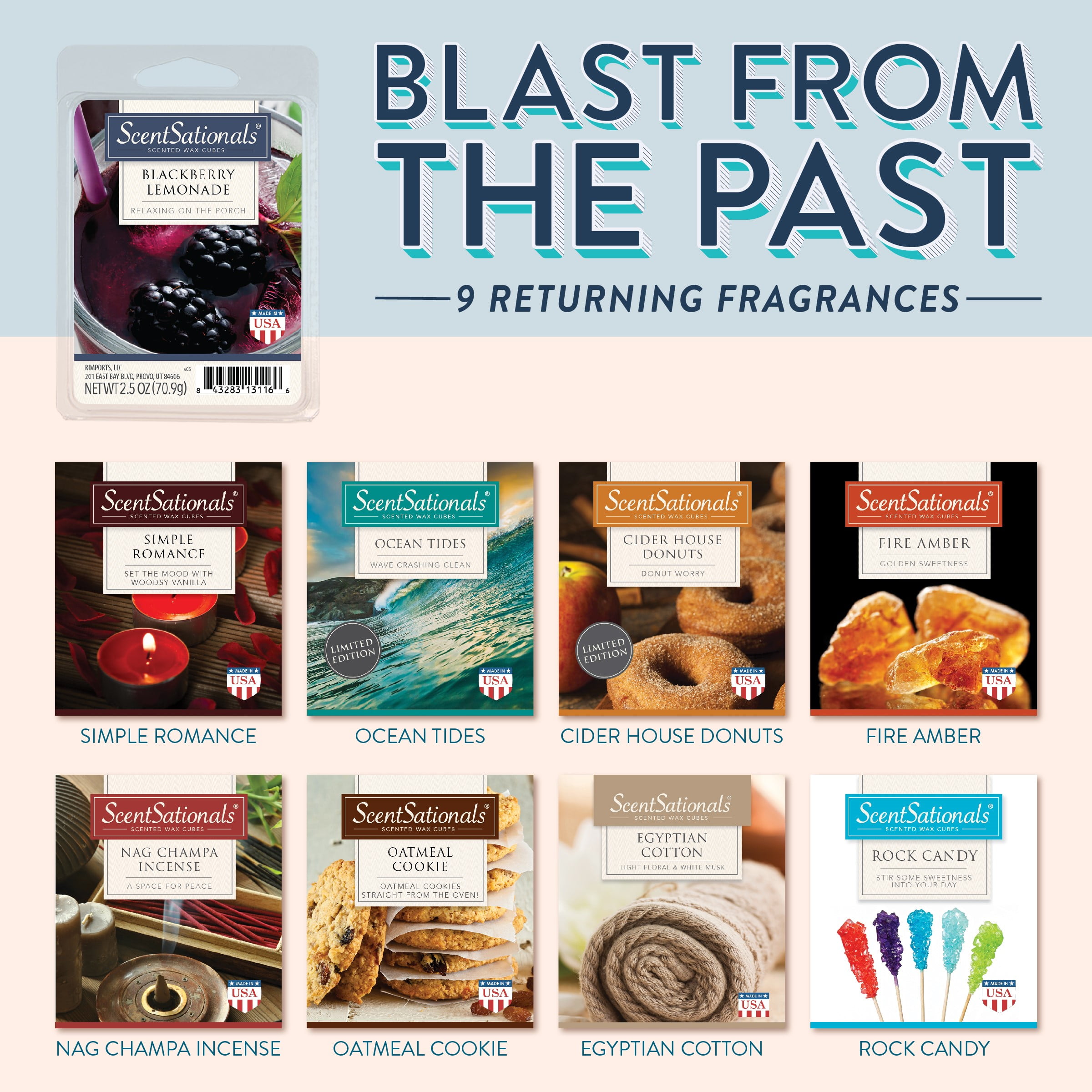 Blast from the Past Collection: Ocean Tides Scented Wax Melts, ScentSationals, 2.5 oz (5-Pack)