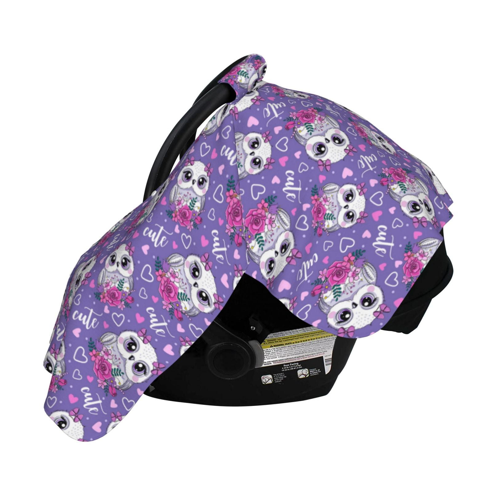 Naloa Owl And Flowers Baby Car Seat Cover, Breathable Baby Carrier Cover, Multiuse Baby Carrier Cover & Nursing Breastfeeding Cover