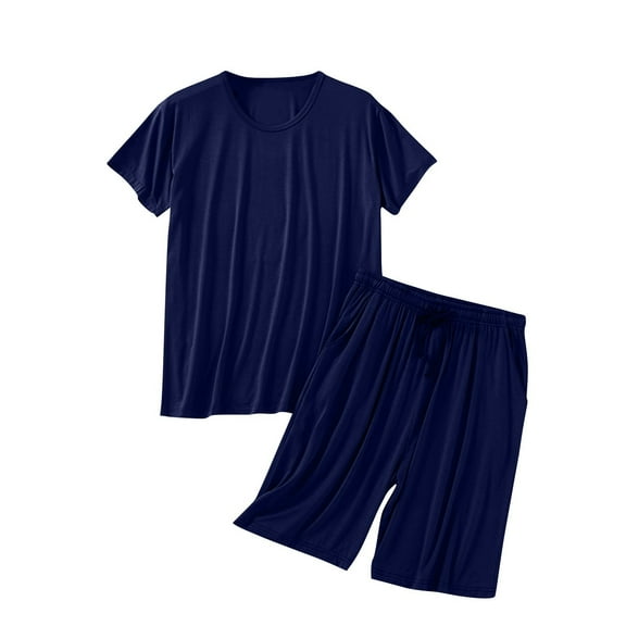 yillto Mens Pajama Set Summer Pjs Sleepwear Nightwear Lightweight Soft Short Sleeve and Shorts Sets