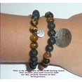 thumbnail image 2 of Aromatherapy Women's Tiger Eye & Black Lava Essential Oil Diffuser Beads Charm Stretch Bracelet Gift Set. (Blessed), 2 of 5