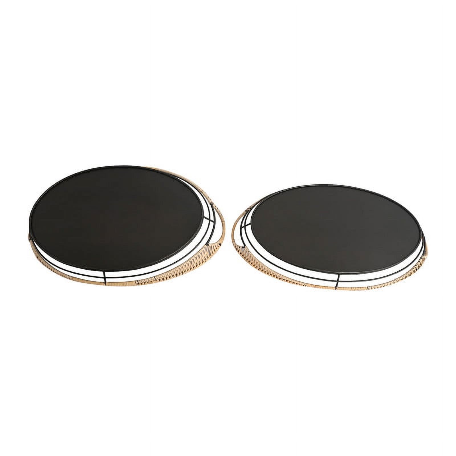 Sienna Black Metal Boho Rattan Weaved Tabletop Set of 2