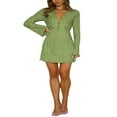thumbnail image 1 of Femmes Printemps Été Profond V Cou Volants Manches Longues Cravate Partie Robe Courte, 1 of 8