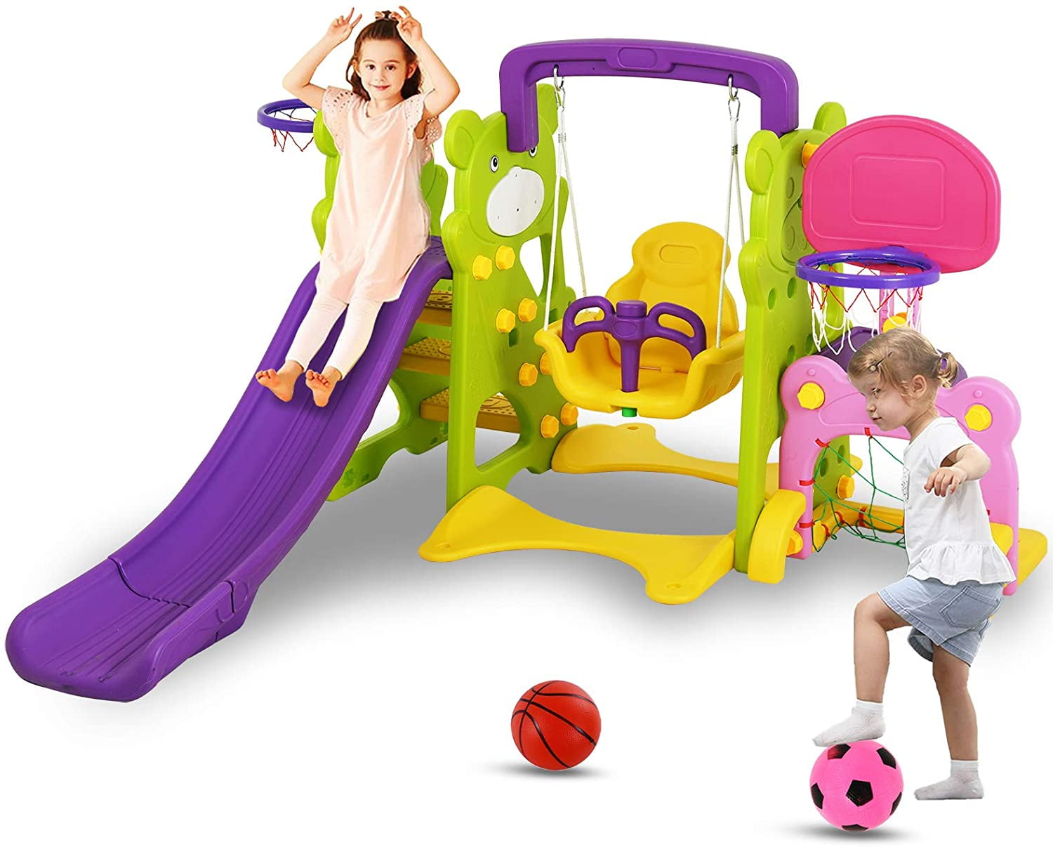 Baby Kids Childrens FOLDABLE Slide Swing Set Playhouse Indoor Outdoor Garden Toy 