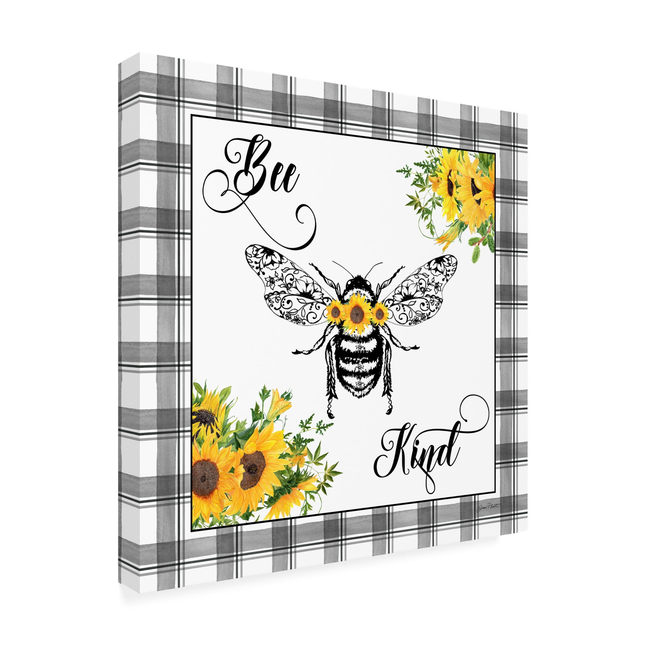 Canvas Wall Art - Jean Plout 'Lovely Plaid Sentiments D' Wall Art for Living Room, Bedroom, or Office Décor by Trademark Fine Art - 18 x 18 Inches
