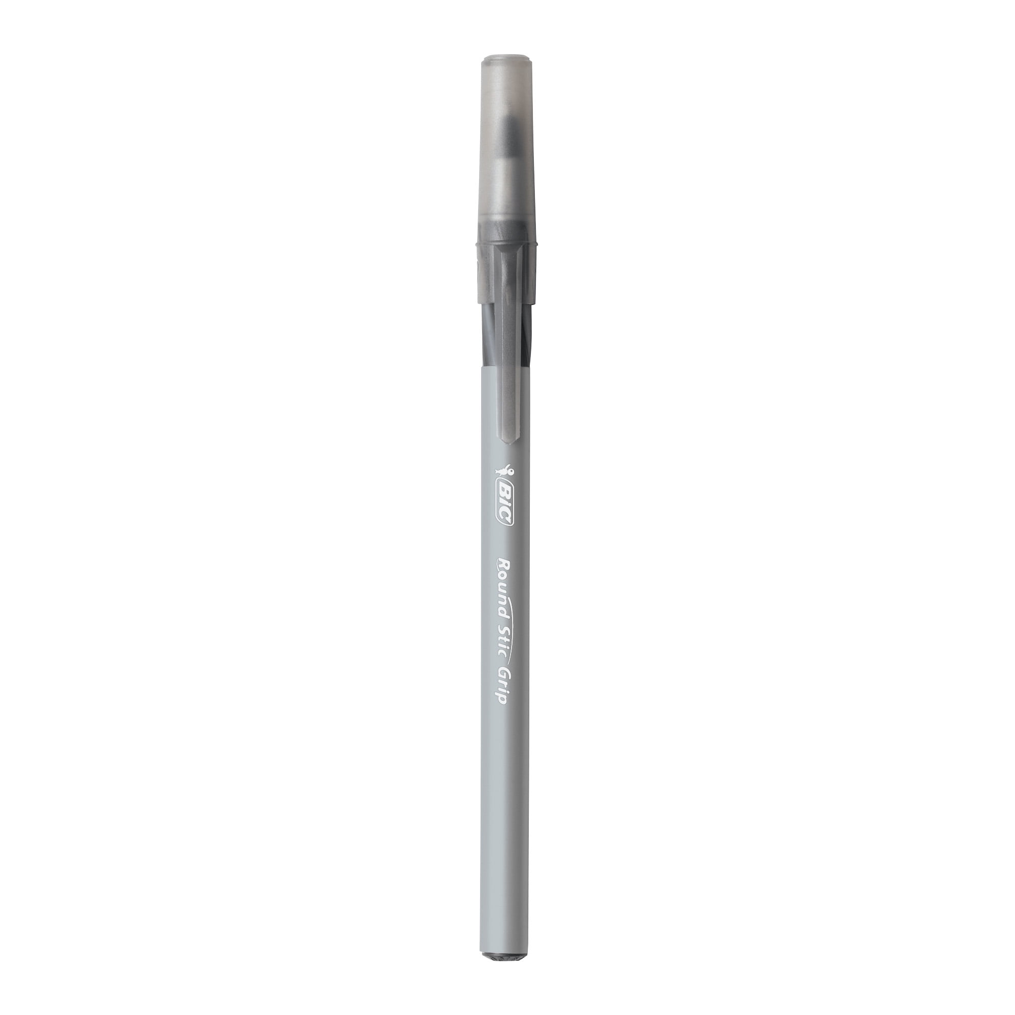 BIC Round Stic Grip Xtra Comfort Ballpoint Pens Medium Point 1.2 mm Gray  Barrel Black Ink Pack Of 12 Pens - Office Depot