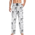 thumbnail image 3 of Men's Pajama Pants with Pockets Sleepwear Lounge Pants Stretch Casual Cute Penguin Star White, 3 of 6