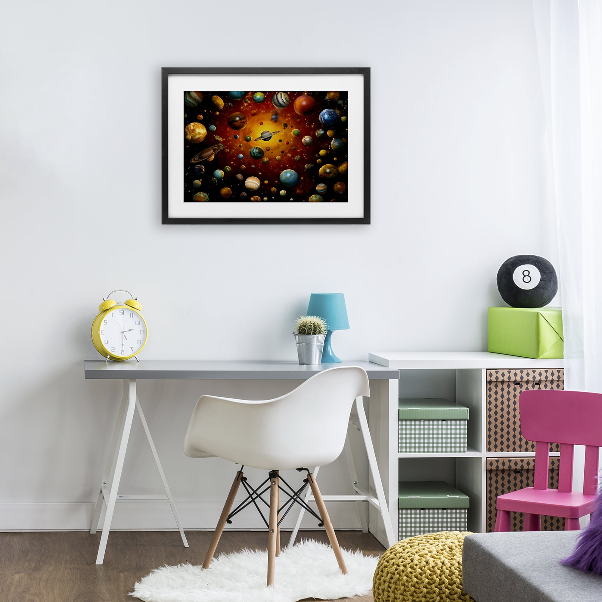 Stupell Industries Cosmic Marbles Galaxy Black Framed Print Under Glass, design by Ray Powers