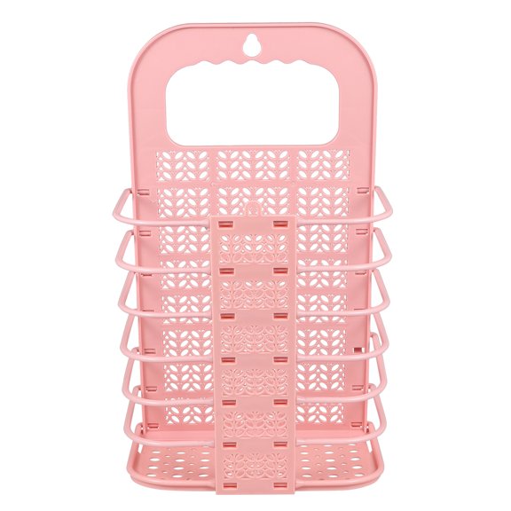 GOOHOCHY Pink Foldable Wall Hanging Storage Basket for Organizing Made of Plastic Small Size