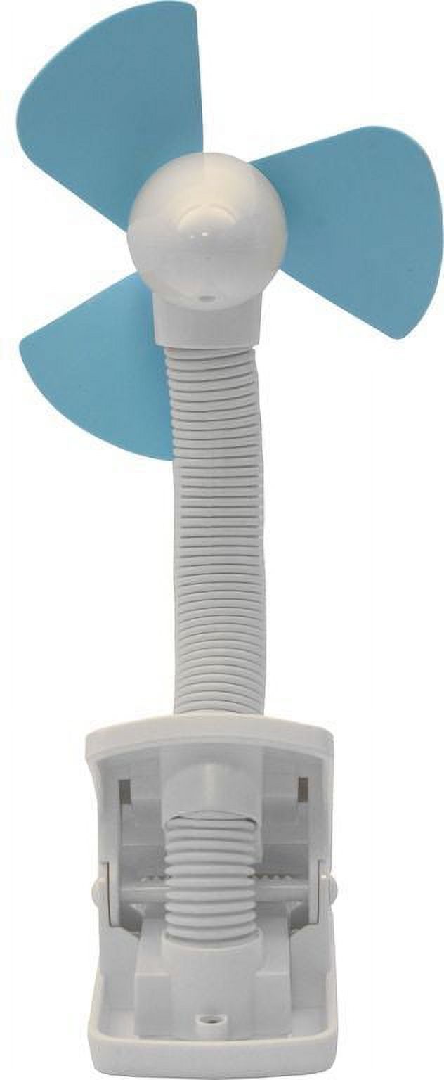 O2COOL 4 inch Portable Battery Powered Stroller Clip Fan, Blue and White