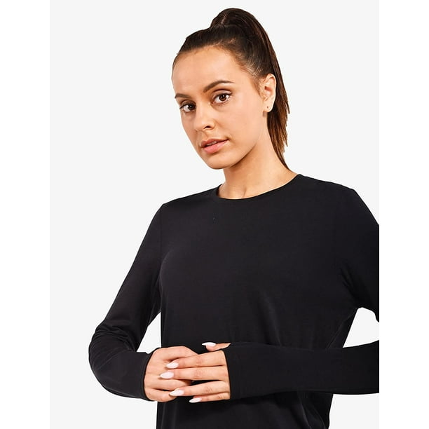 Women's Long Sleeve Workout Shirts Loose Active Tops Running Gym Exercise  T-Shirts with Thumb Hole