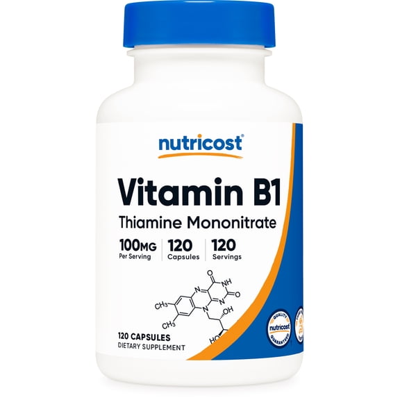 Nutricost Vitamin B1 (Thiamine) 100mg, 120 Capsules - Gluten Free and Non-GMO