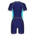 thumbnail image 2 of CHICTRY Kids Boys Girls One Piece Boyleg Swimsuits Short Sleeve Athletic Rash Guard Bodysuits Navy Blue 5-6, 2 of 6
