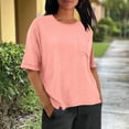 thumbnail image 2 of DAFPZW Women Oversized T-Shirts Short Sleeve Summer Casual Loose Tops Crew Neck Basic Tees with Pocket, 2 of 9