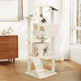 thumbnail image 3 of MoNiBloom 60" Cat Tree for Large Heavy Cat, Multi-Level Cat Tree Tower with Condos Padded, Beige, 3 of 11