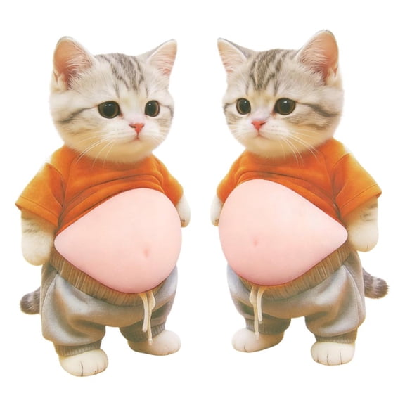 Cute 3D Cat Stickers With 3D Stomach Design Super Soft Silicone Anti Collision Decorative Fun Stickers Suitable for Party Favors and Phone Case for Adults