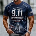 thumbnail image 4 of Xneal 911 25th Anniversary T-Shirt Short Sleeve Casual Never Forget 911 Print Blue Shirts for Men Size 2XL, 4 of 5